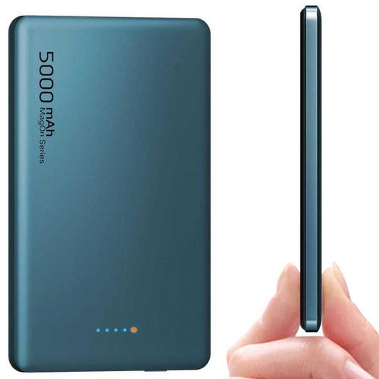 MagOn 5000mAh Magsafe対応 モバイルバッテリー 軽量 8.6MM薄型 マグネット式ワイヤレス充電 PD20W USB-c出力 ワイヤレス出力/USB-Cポート入出力/LED残量表示