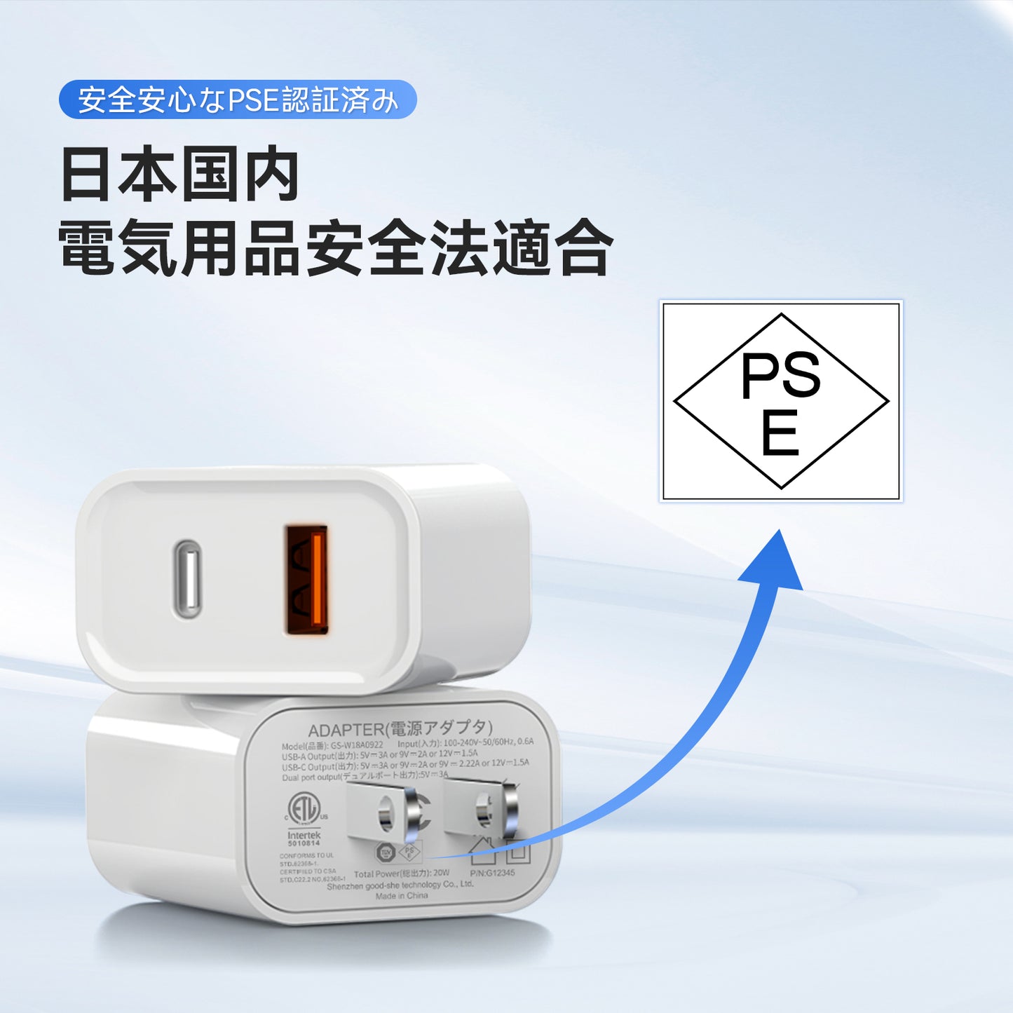 PD20W 充電器 iPhone充電ケーブル 2点セット ライトニングケーブル USB Type-c 急速 QC3.0 タイプa 20w 2口 アンドロイド iPad Andriod 電源 コンセント PSE