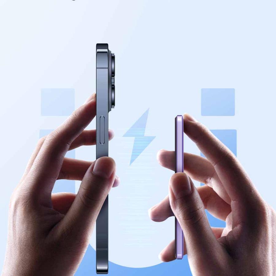 MagOn 5000mAh Magsafe対応 モバイルバッテリー 軽量 8.6MM薄型 マグネット式ワイヤレス充電 PD20W USB-c出力 ワイヤレス出力/USB-Cポート入出力/LED残量表示
