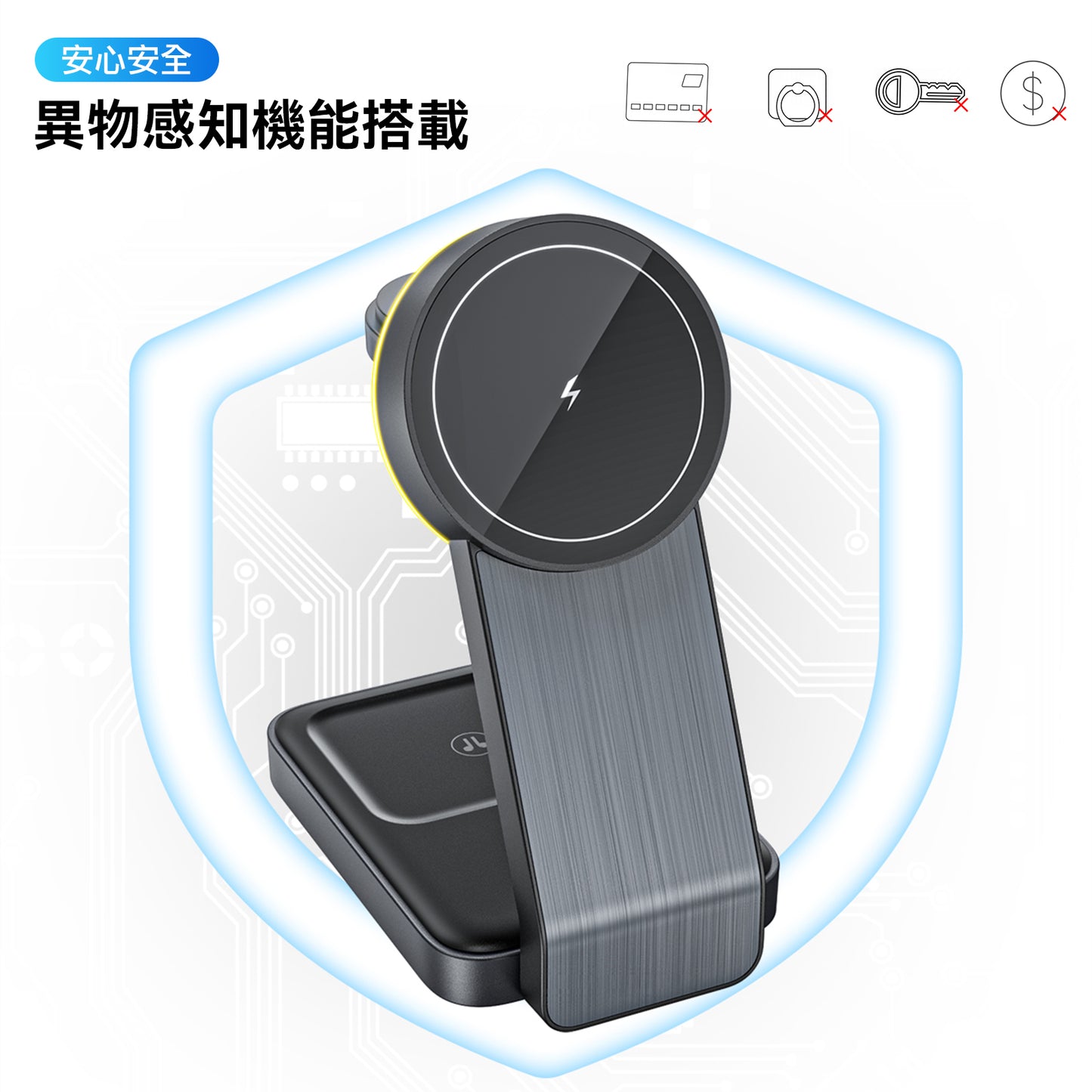 MagSafe ワイヤレス充電器 マグネット式 QI 充電 スマホスタンド 折りたたみ 2台同時 iPhone15 14 13 12 Airpods pro iWatch 急速 高速 無線 チャージャー 15W
